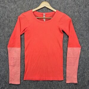 ALO Yoga Exhale Long Sleeve Shirt Womens Small Pink Stretch Athleisure Gym Train